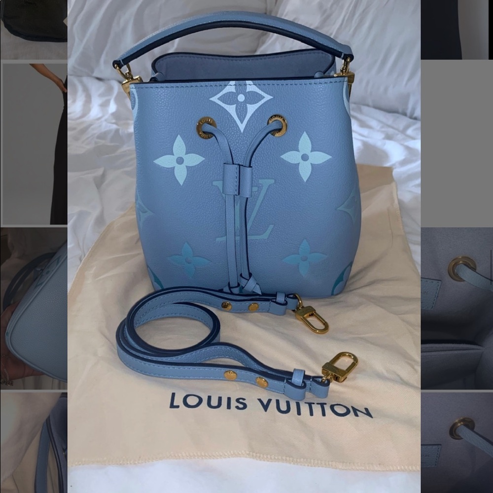 louis vuitton néo noé bb by the pool blue purse